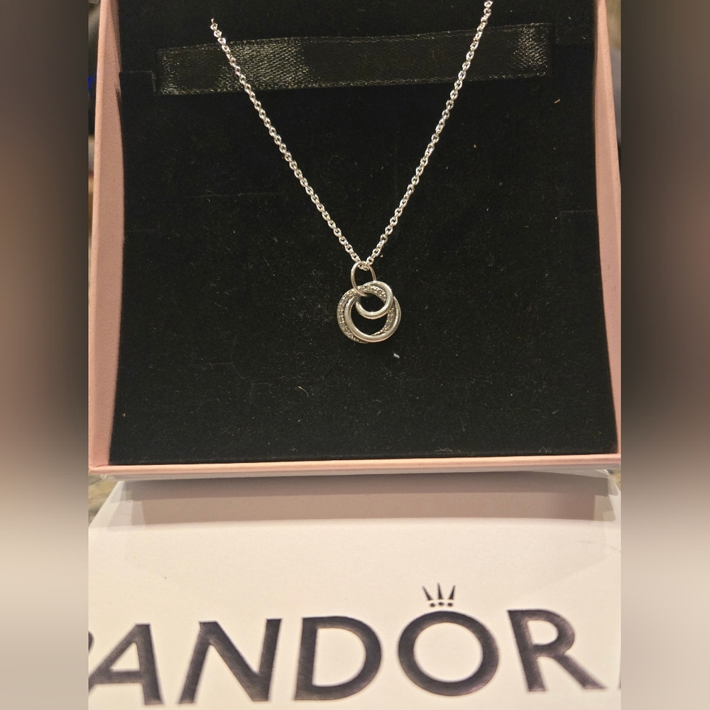 Pandora Silver Interlocking Circles Necklace - image 1